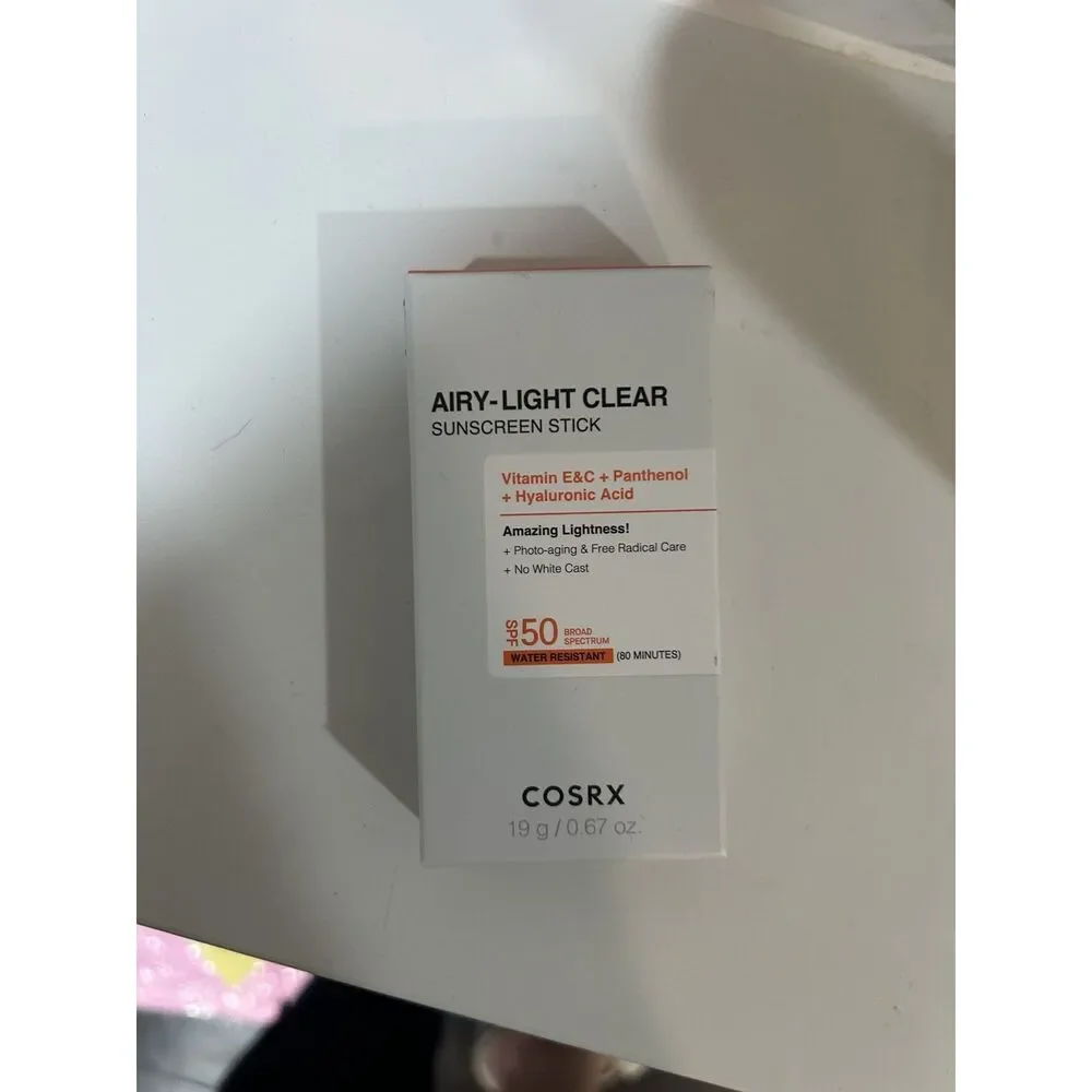 NWT COSRX Airy-Light Clear Sunscreen Stick SPF 50 Vitamin E C water resistant